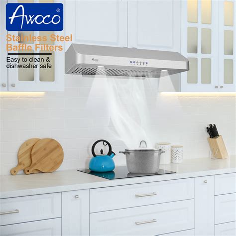 awoko rh-c06-30 under cabinet classic stainless steel range hood|awoco range hoods.